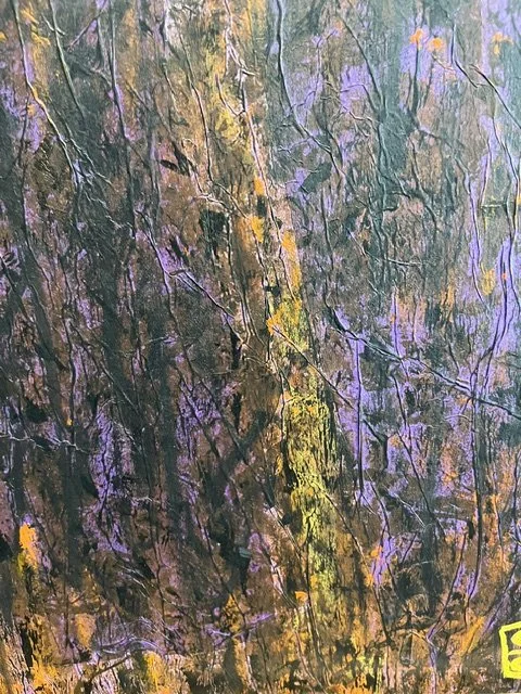 #2 of 6 (Series) | Painted on wood board, heavily textured with tissue paper ink | $225