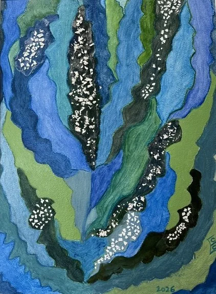 Blue River | 14x18 | Oil on Arches paper & eggshell | $350