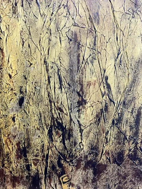 #3 of 6 (Series) | Painted on wood board, heavily textured with tissue paper ink | $225