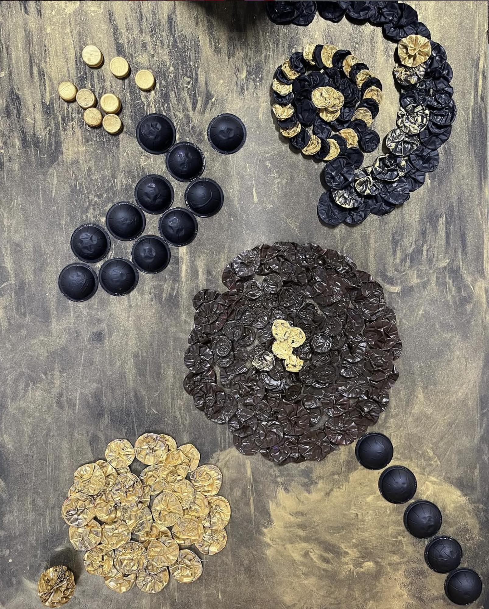 Catherine Engelmeyer mixed media Nespresso pods coffee.png