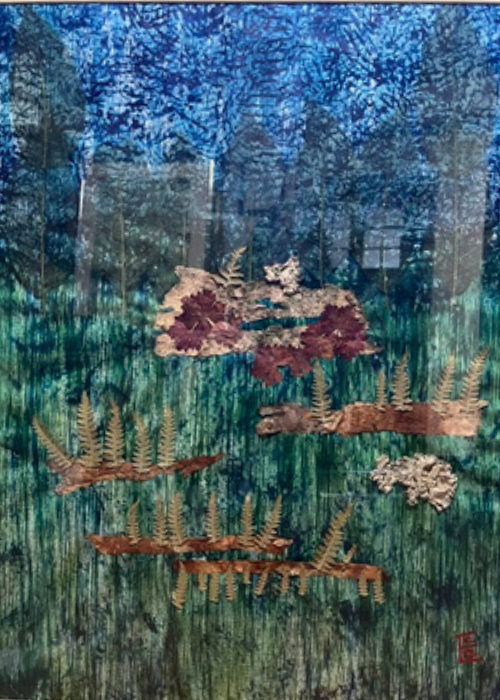 Rearranging Nature #2 | 24x29 monoprint | Ink & mixed media on mulberry paper | Framed in a gold metal frame | $1100 