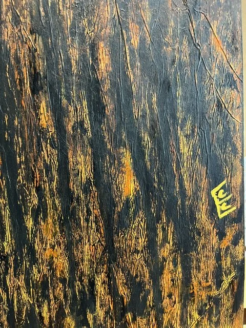 #1 of 6 (Series) | Painted on wood board, heavily textured with tissue paper ink | $225