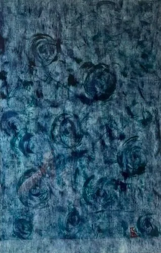 Blue Spirit #3 | 30x48 | Ink on Japanese paper | Matted and framed | $1100