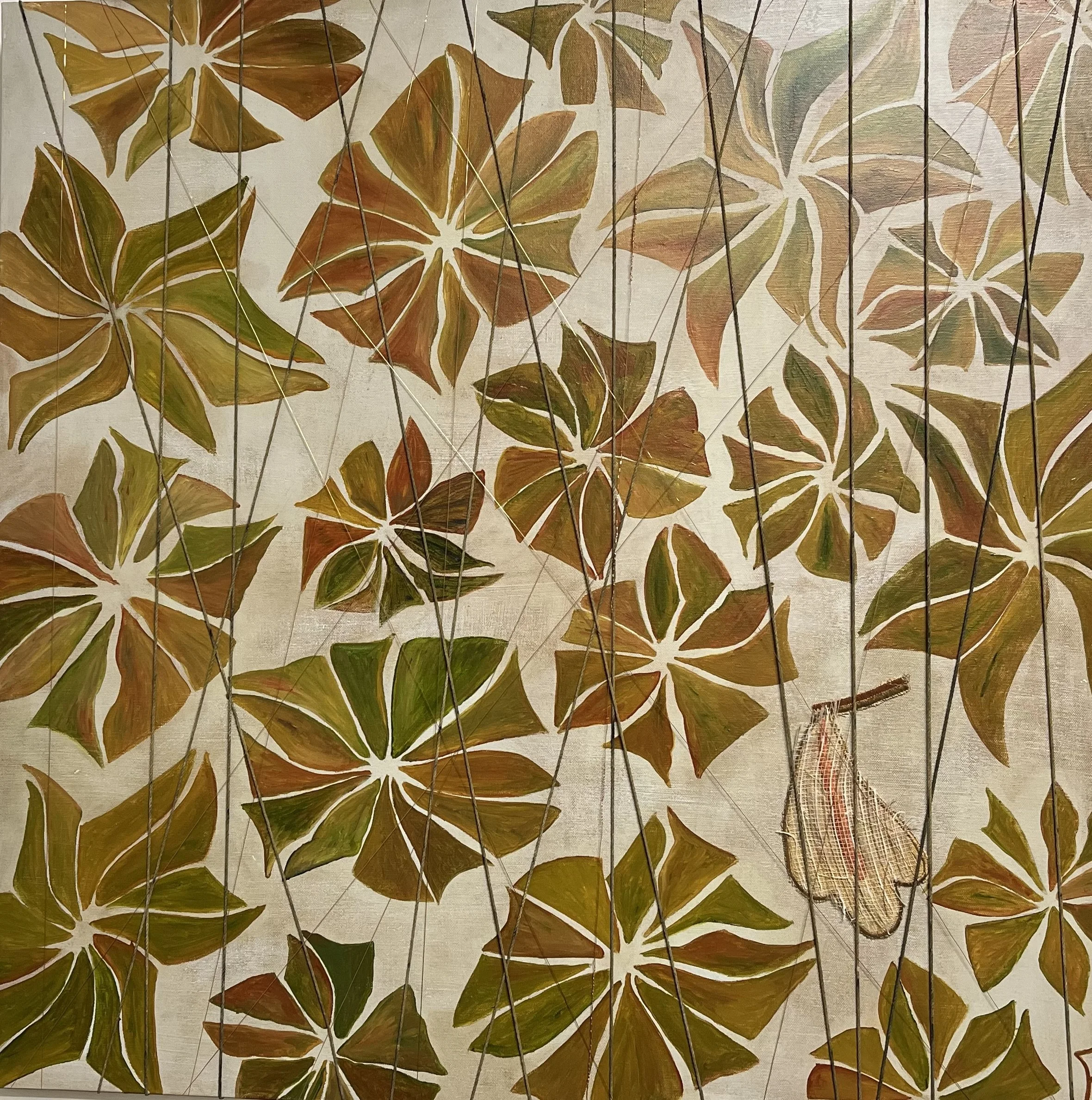 Earth, Peace, Joy #3 | 48x48 | Oil on canvas with twigs