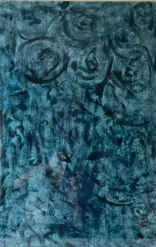 Blue Spirit #4 | 30x48 | Ink on Japanese paper | Matted and framed | $1100
