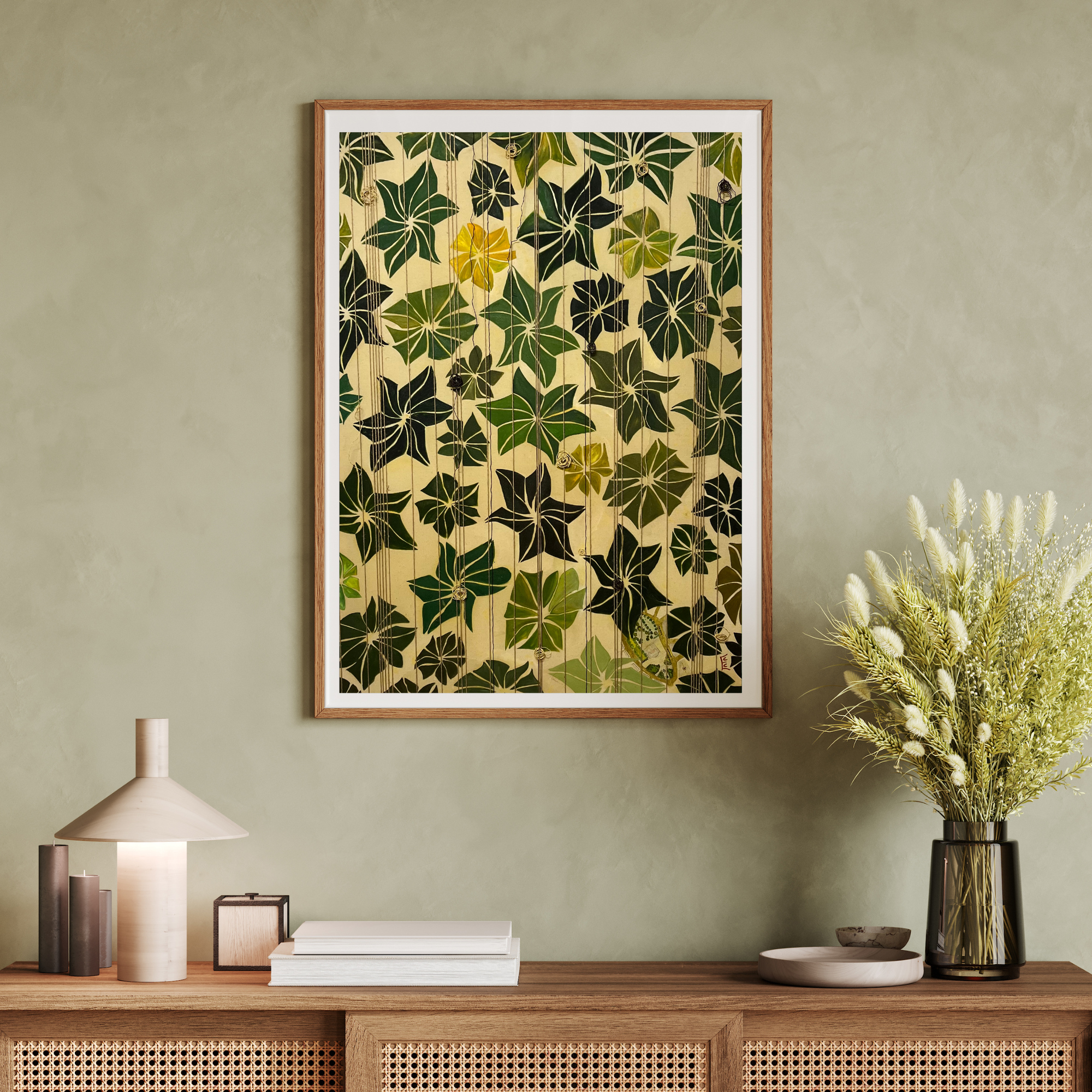 Catherine Engelmeyer Art leaf series visualization in living room