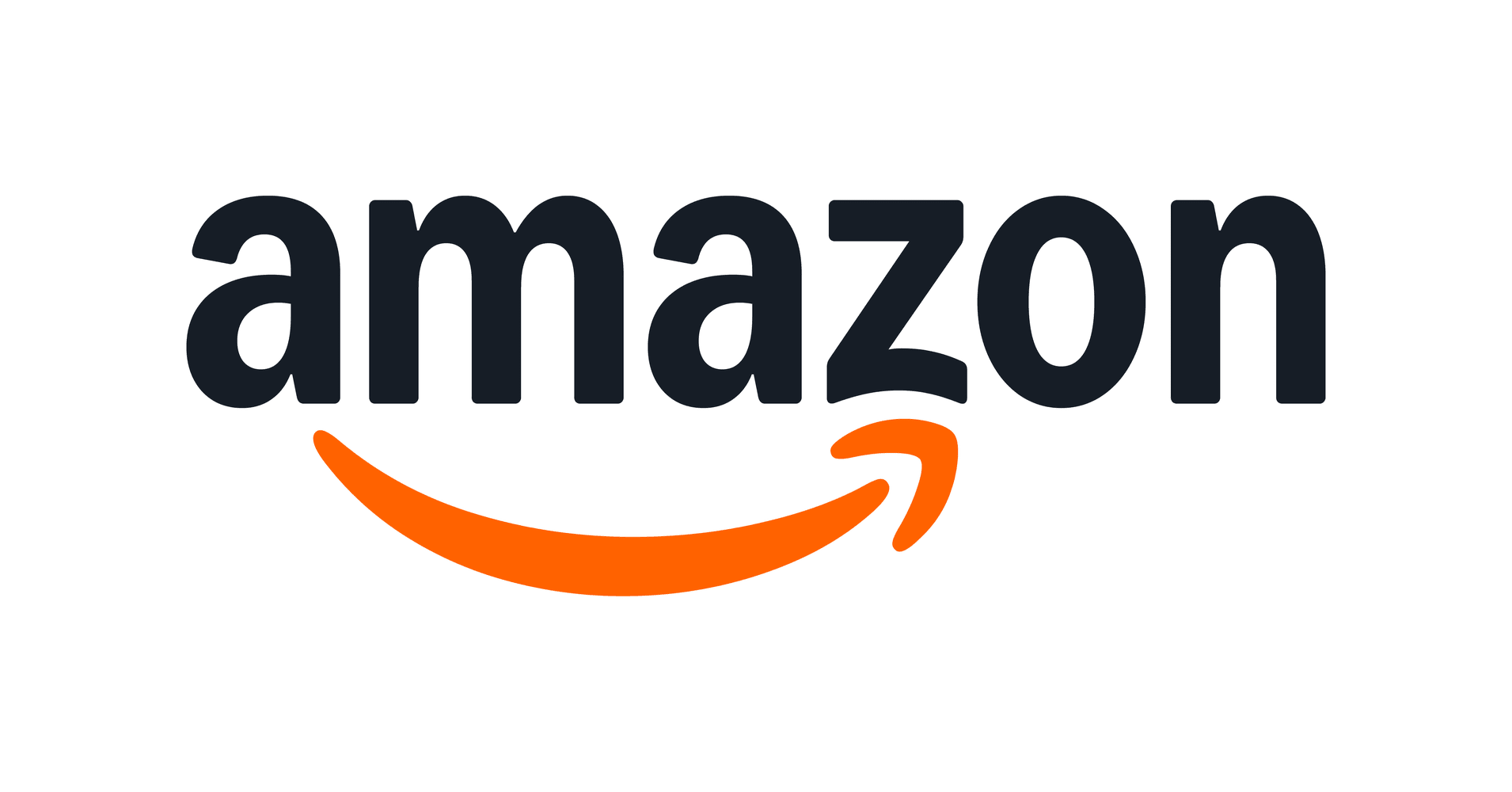 Amazon logo with the black word "amazon" and orange arrow forming a smile below it.