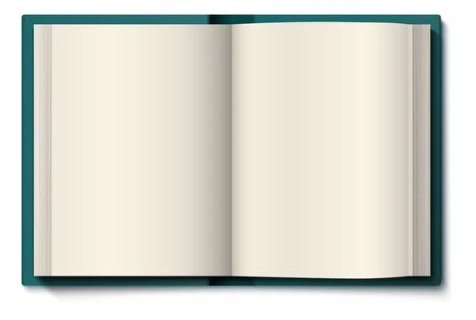 Open blank book with blank pages