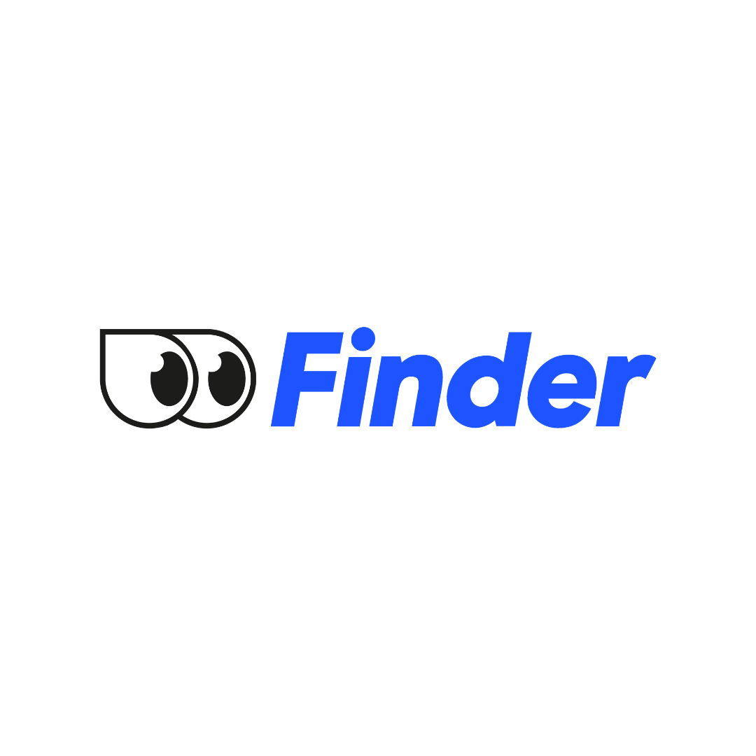 Logo with stylized eyes and the word 'Finder' in blue text.