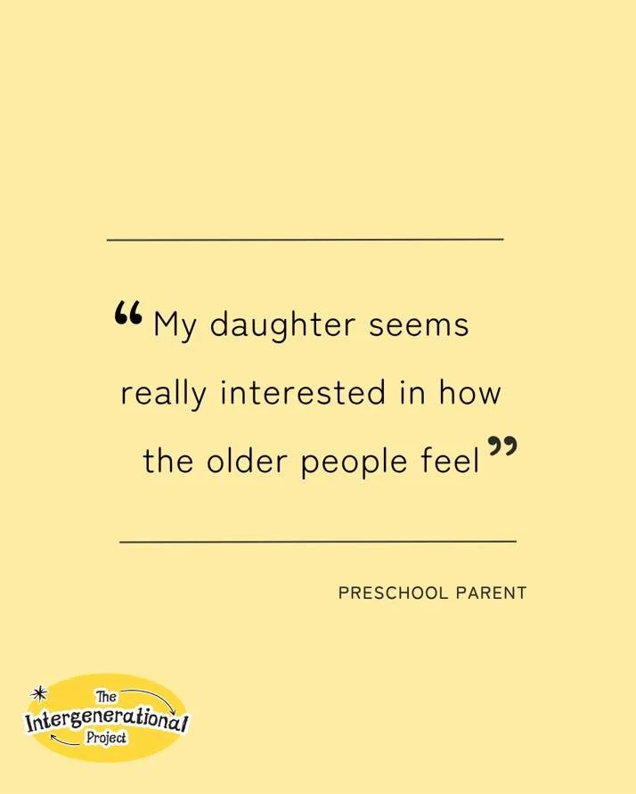 Children are naturally curious, especially when it comes to people.

When we create space for intergenerational connection, we&rsquo;re helping children:
✨ build empathy
✨ ask questions
✨ understand ageing in a positive, human way

These small moment