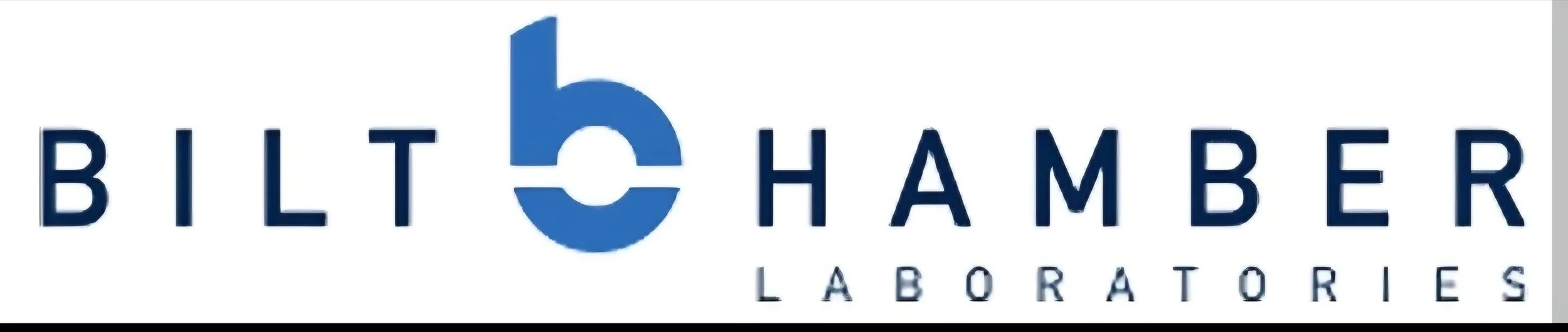 Logo of Biltmore Chamber Laboratories, with the word 'Biltmore' in blue and 'Chamber Laboratories' underneath in smaller text, featuring a stylized 'b' incorporated into the design.