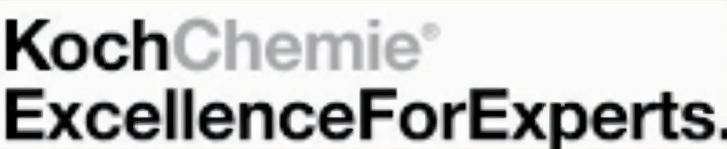 Close-up of a logo for kochChemie Excellence for Experts, with the text partially blurred.