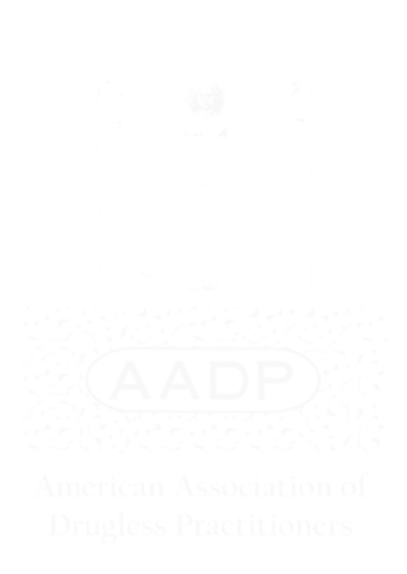 Vitruvian man sketch with a circle and square, and the text 'AADP' and 'American Association of Dui Lawyers'