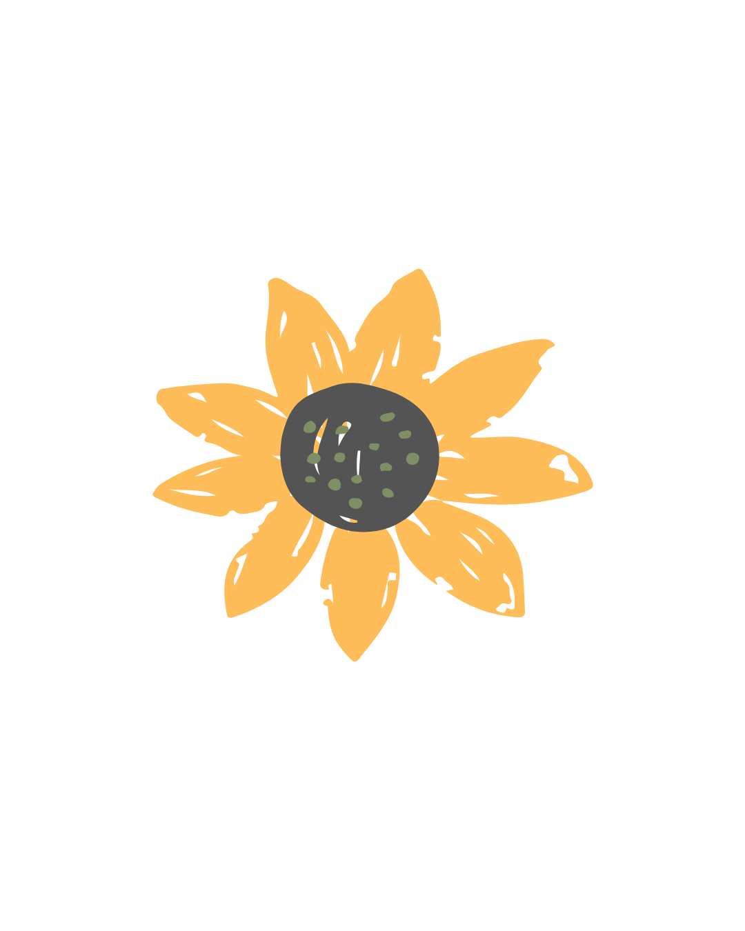 Illustration of a black-eyed Susan flower with yellow petals and a dark center.