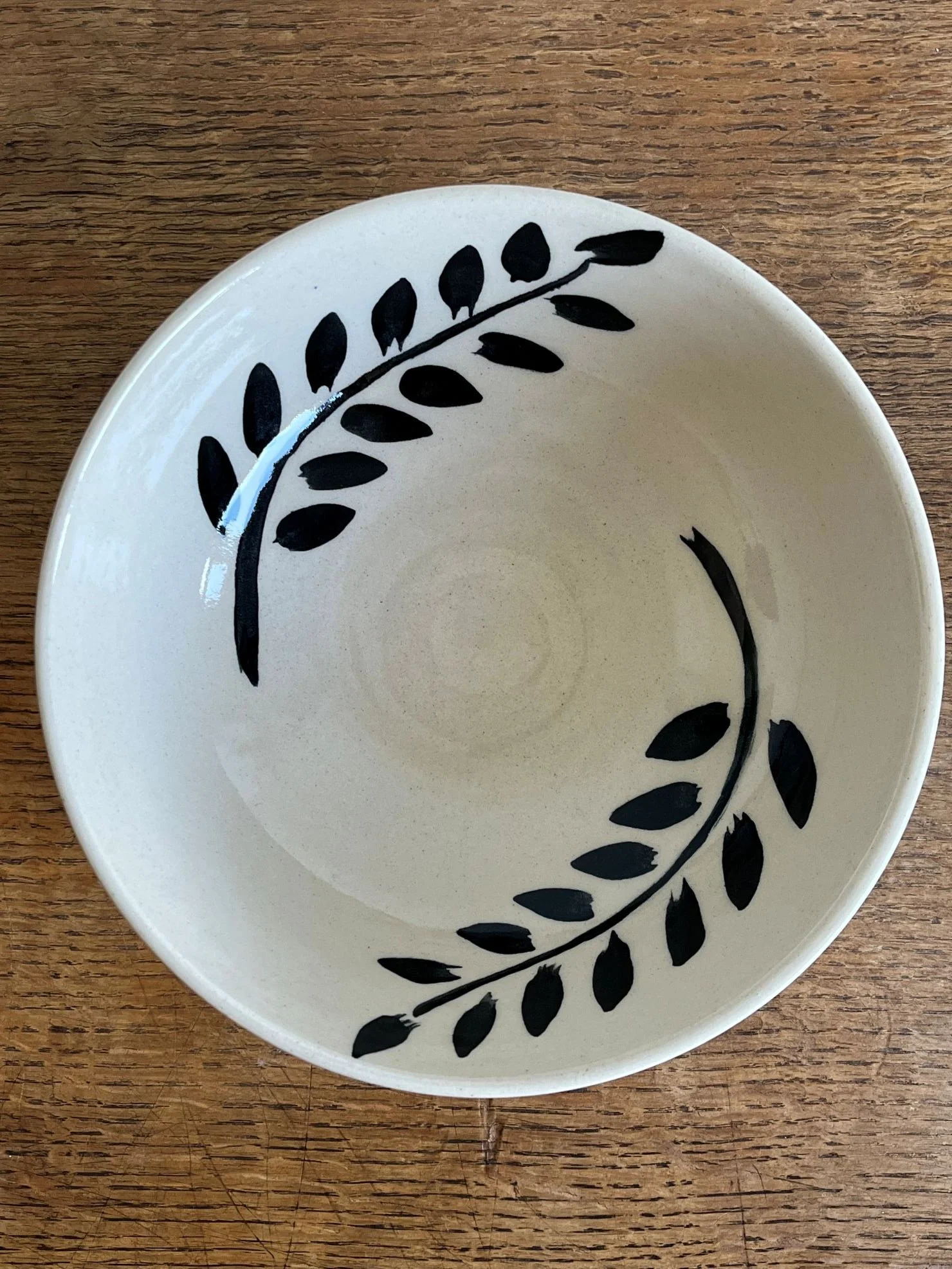 Handmade Stoneware Serving Bowl with wheat design.