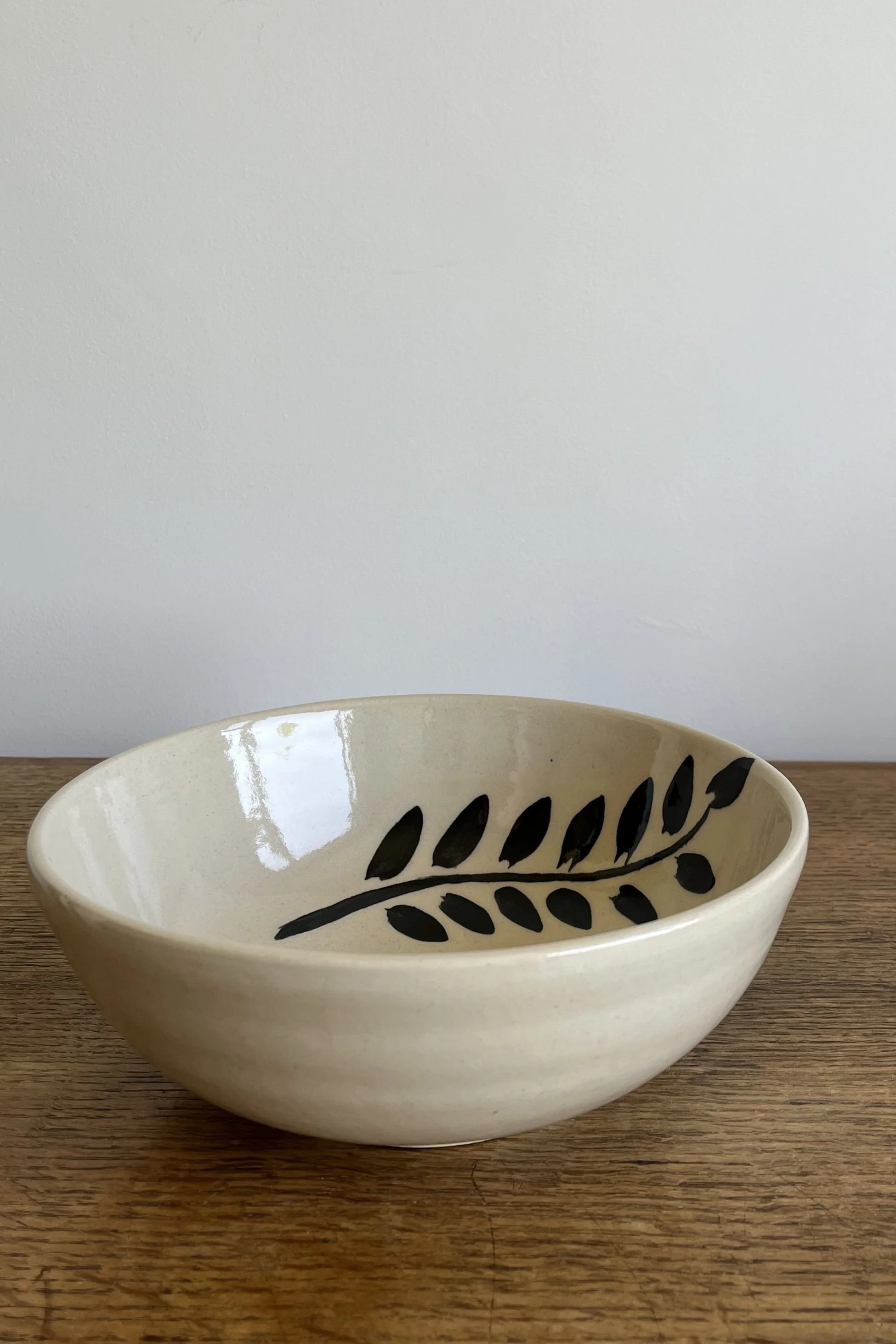 Handmade Stoneware Serving Bowl with wheat design.