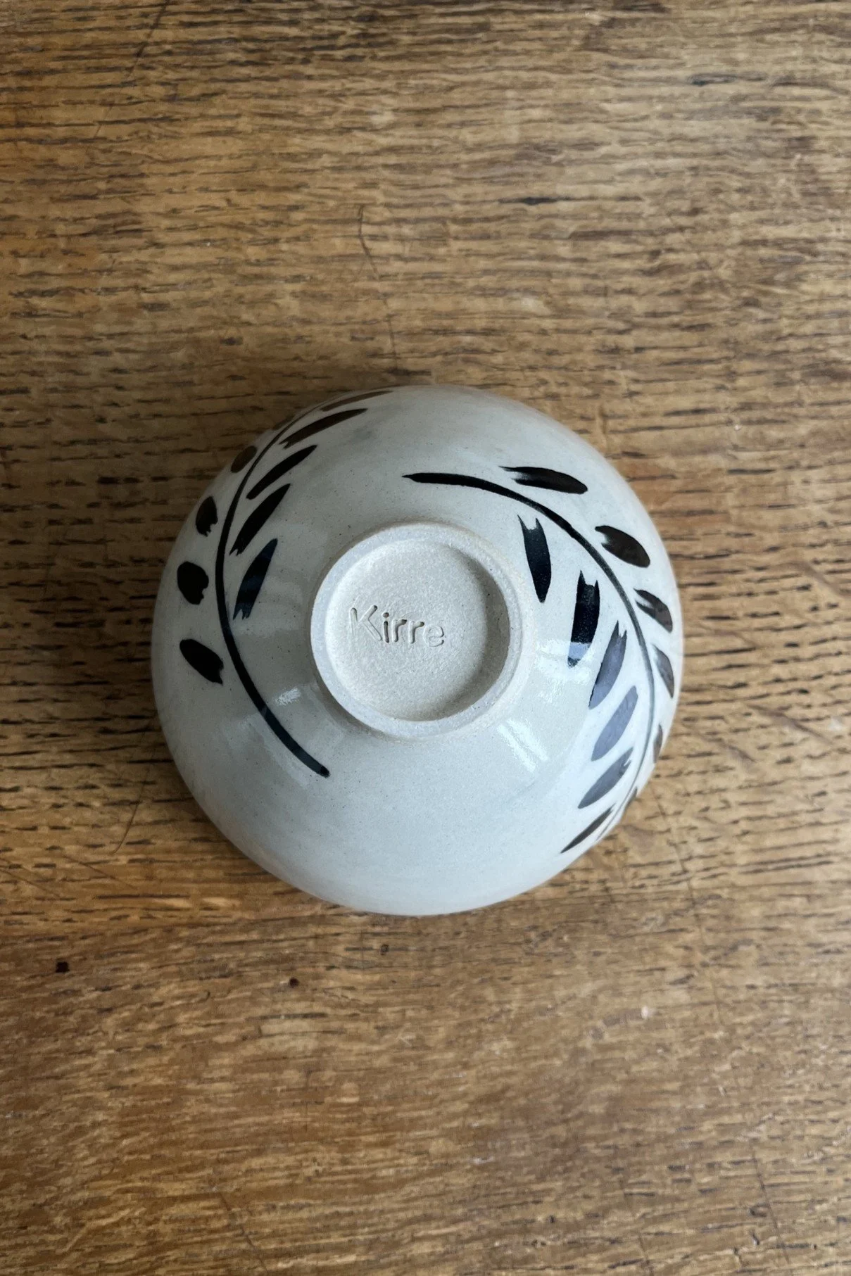 Handmade Stoneware Rice Bowl with Wheat Design.