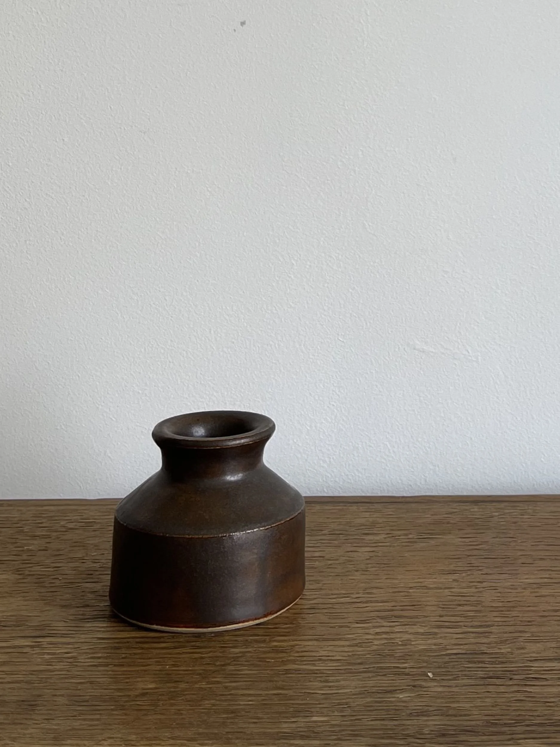 Handmade Ceramic Bud Vase in a Deep Brown Glaze