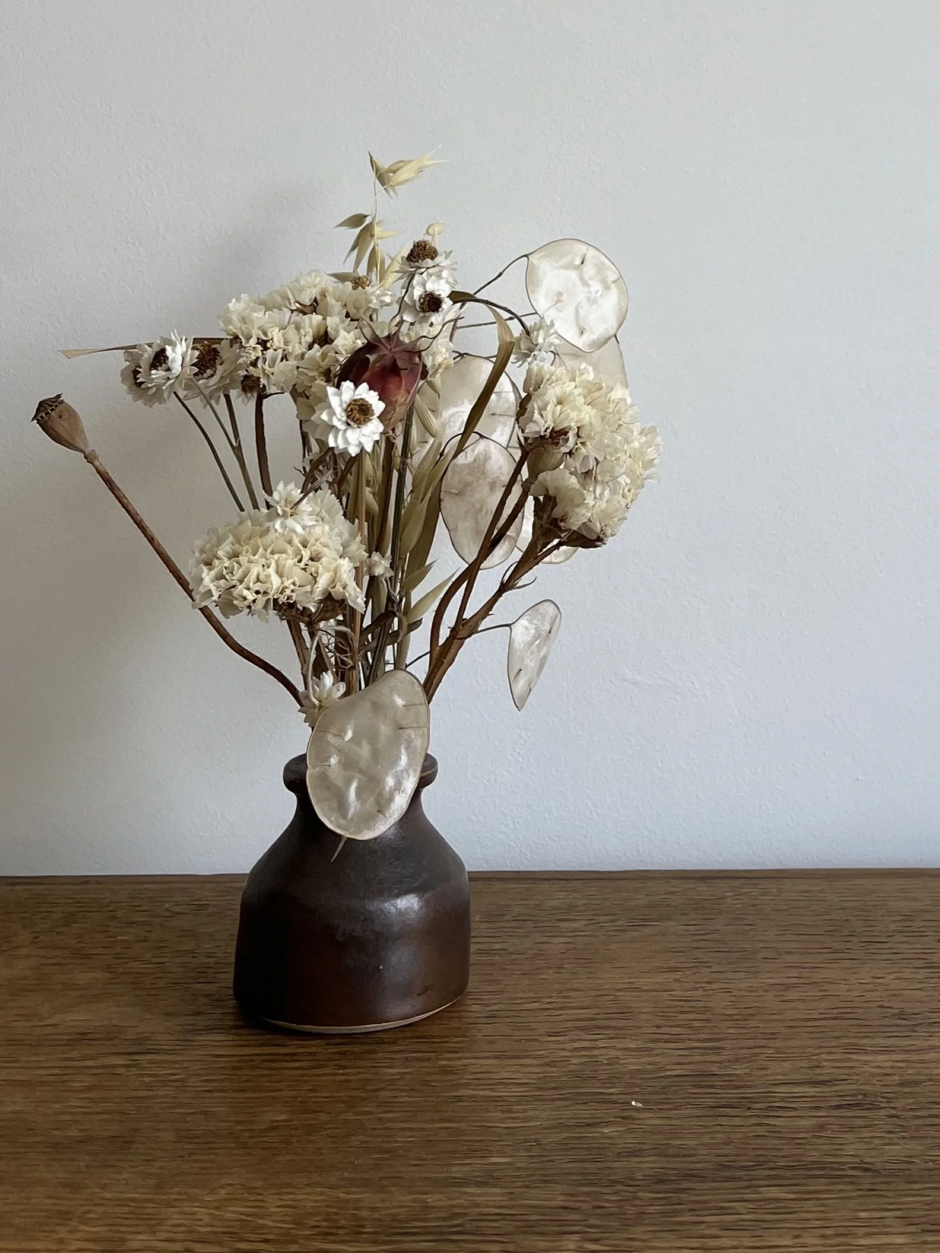 Handmade Ceramic Bud Vase in a Deep Brown Glaze