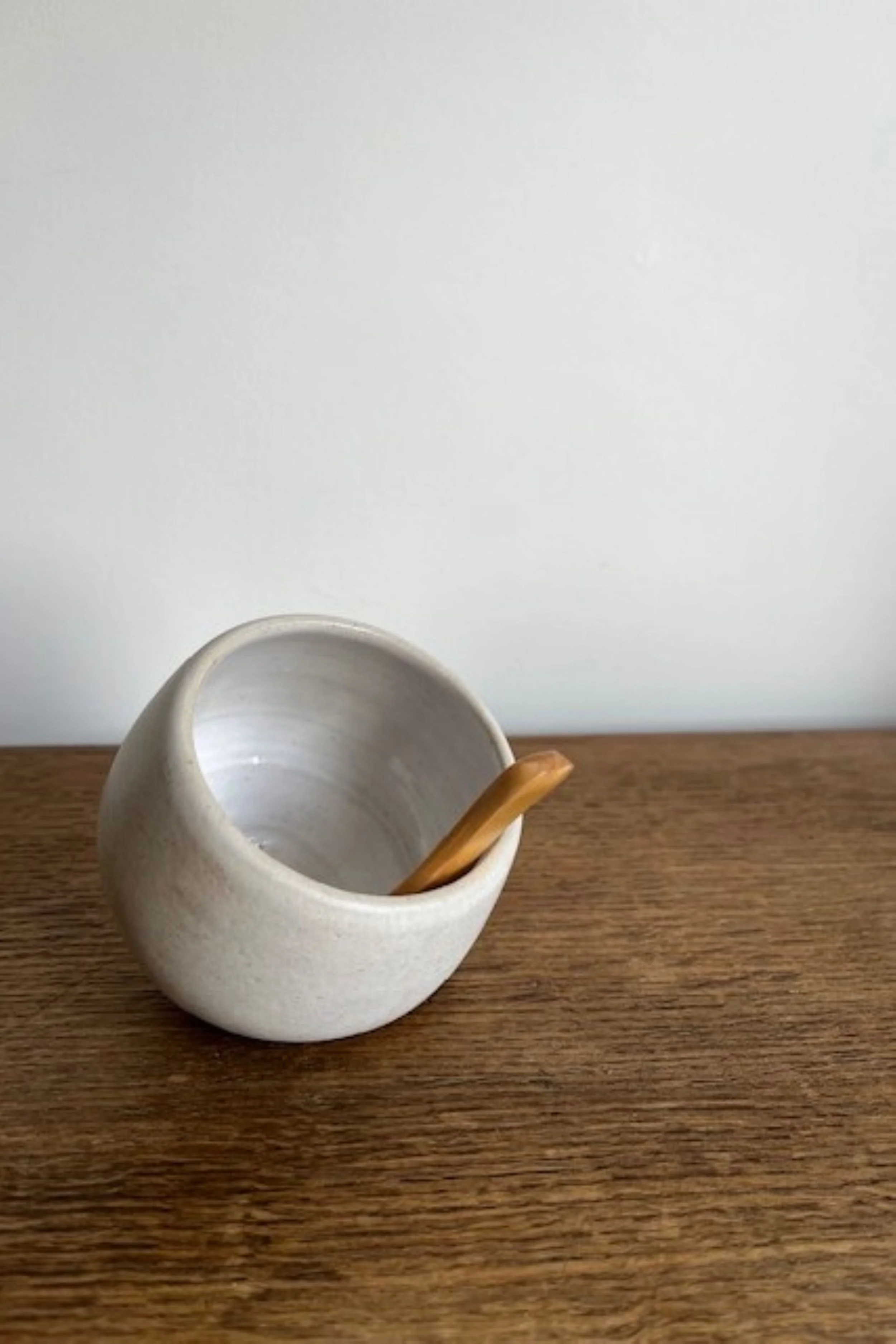 Salt Pig with light spoon.