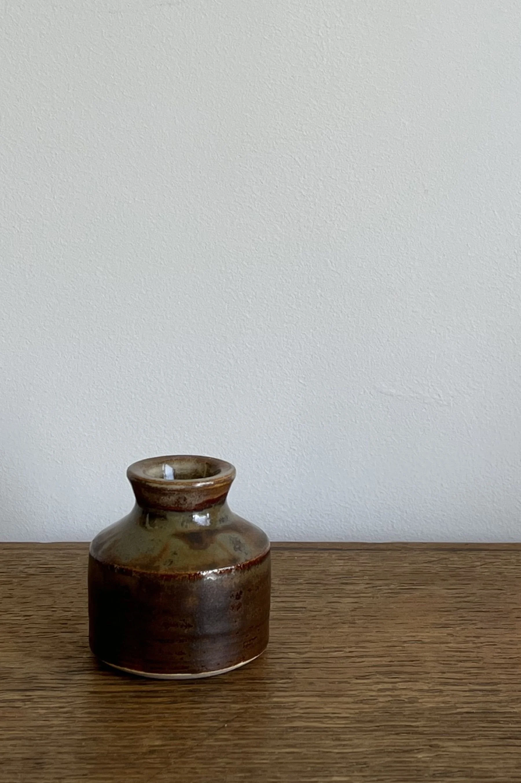 Handmade Stoneware Bud Vase in a multi-tonal glaze.
