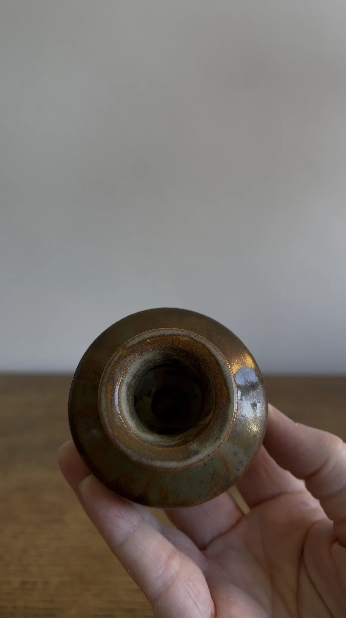 Handmade Stoneware Bud Vase in a multi-tonal glaze.