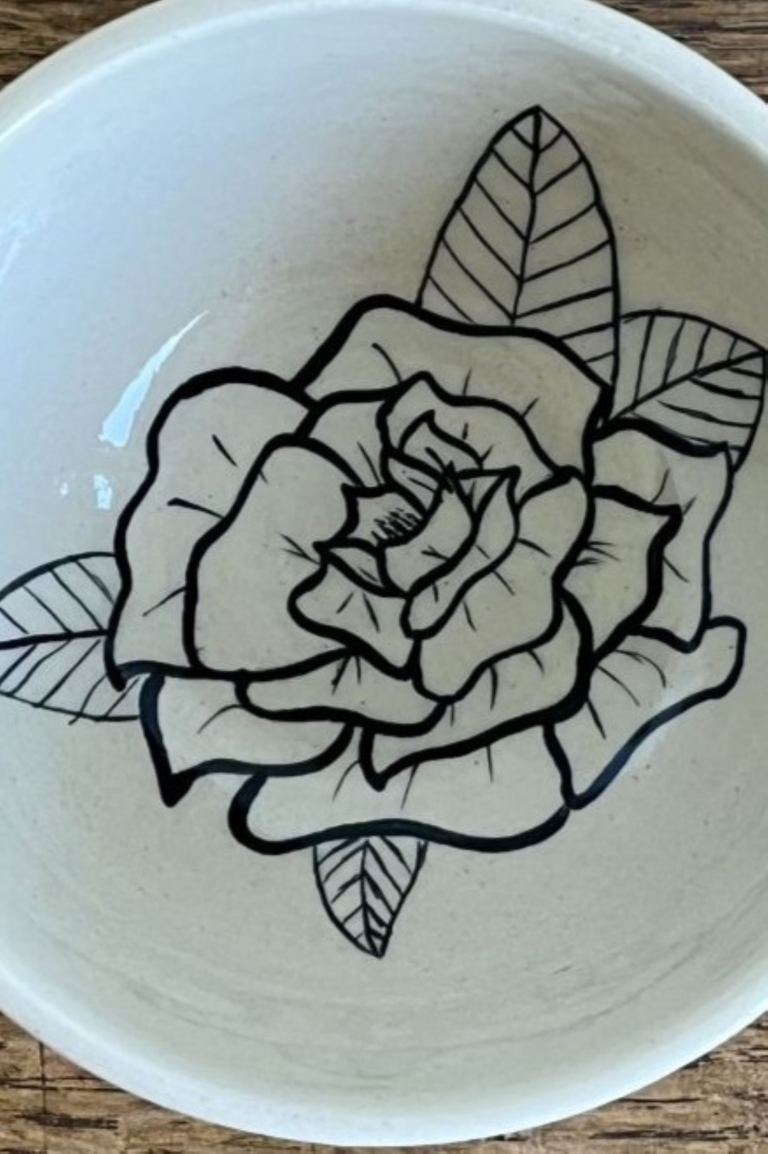 Handmade Stoneware Flower Cup top.