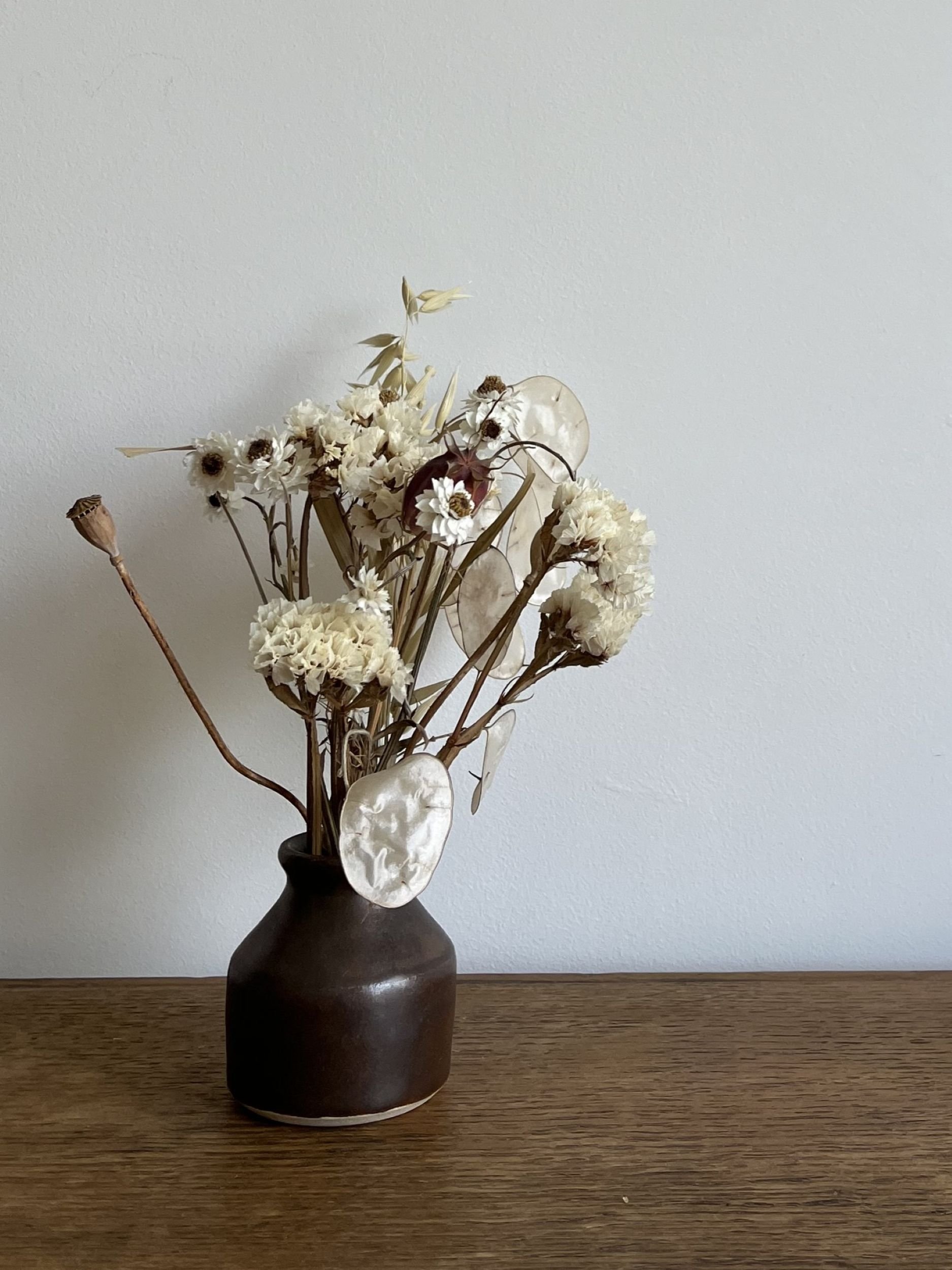 Handmade Ceramic Bud Vase in a Deep Brown Glaze