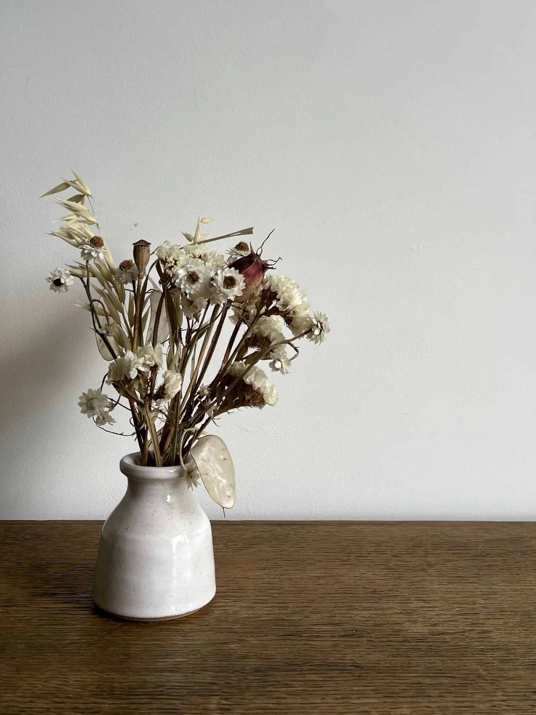 Handmade Ceramic Bud Vase in a Glossy White Glaze