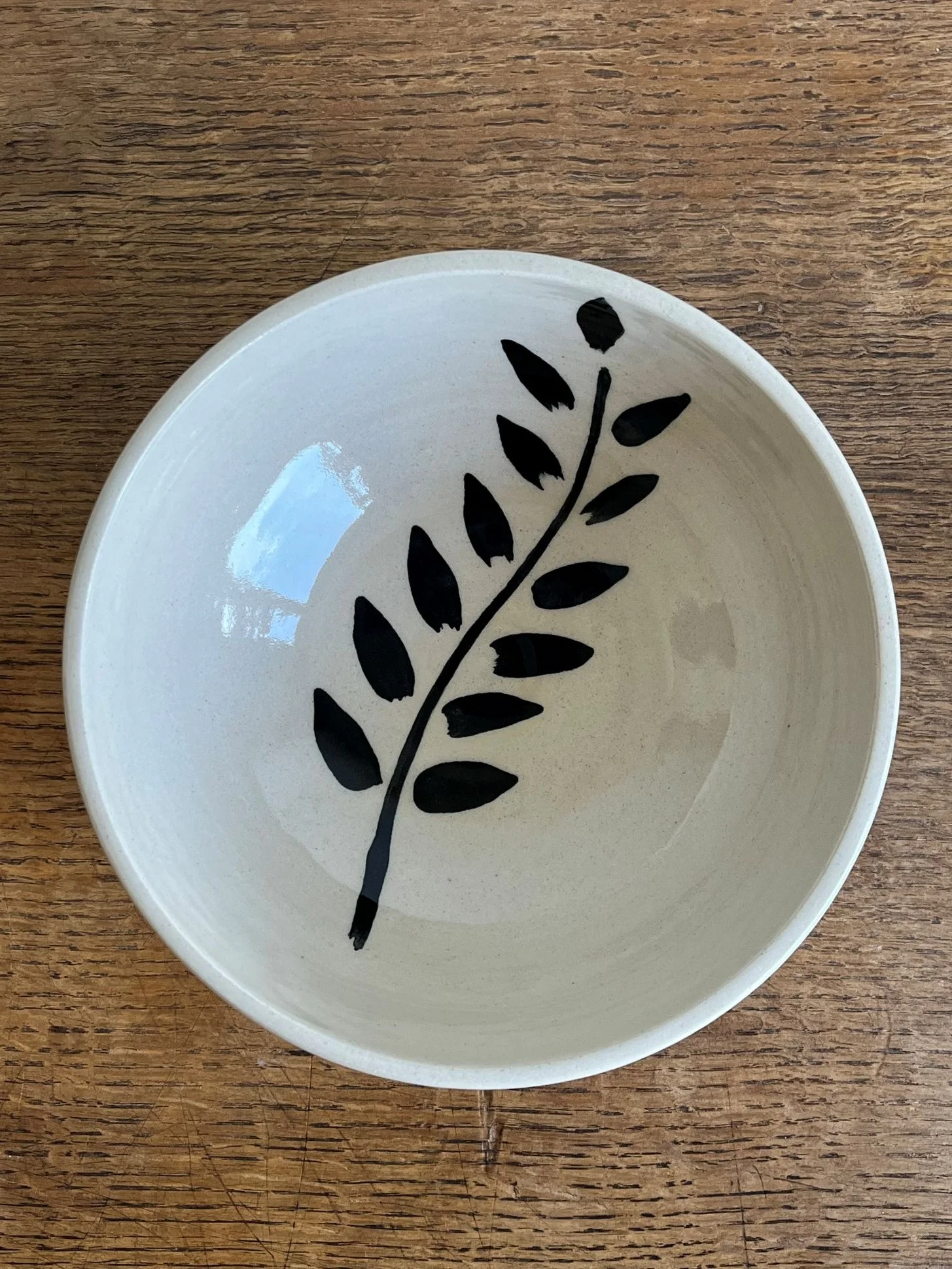 Handmade Stoneware Serving Bowl with wheat design.