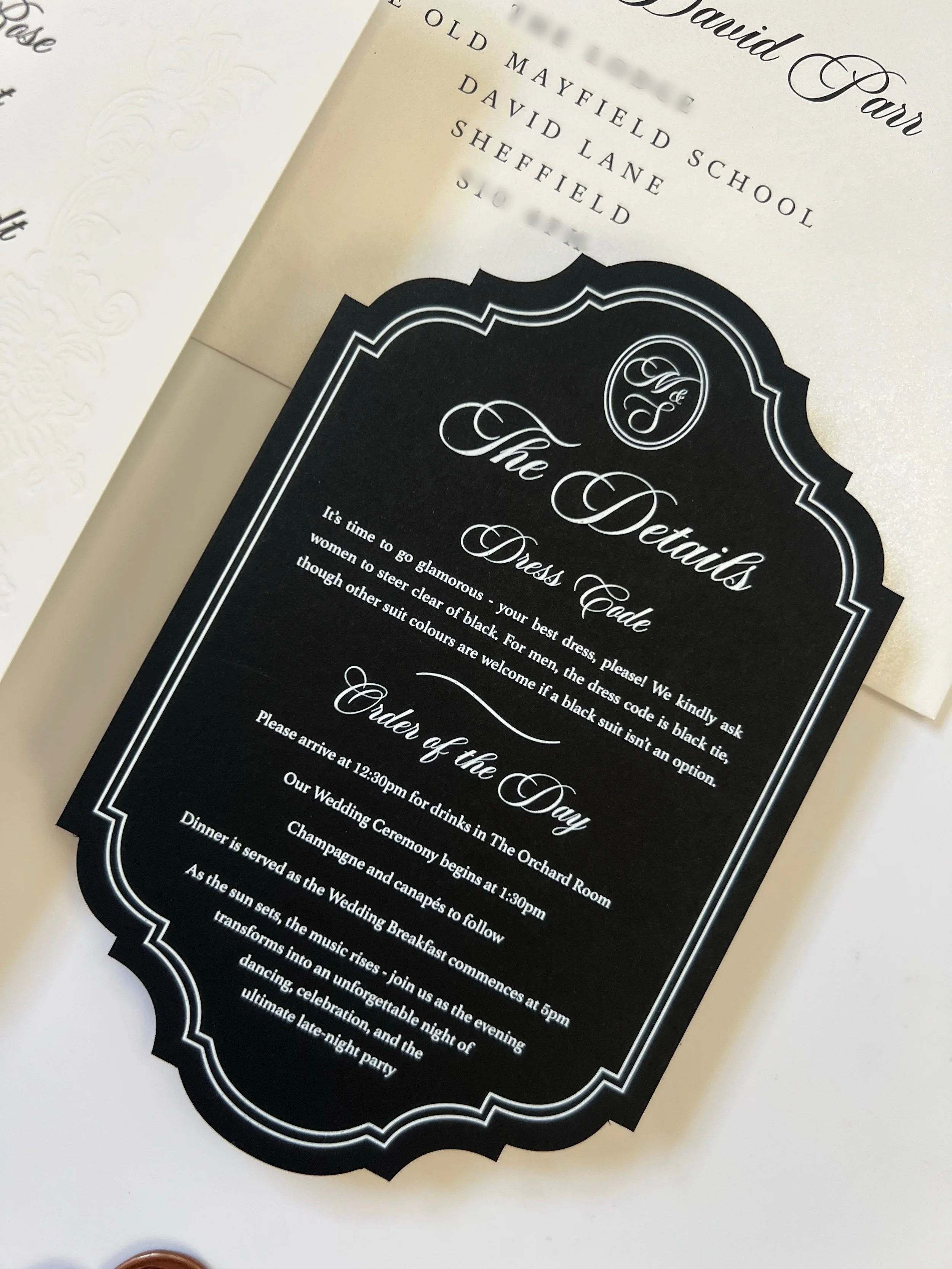 The Details&hellip;

If you have a lot of information you want to pass on to your guests; order of the day, travel &amp; accommodation, dress code, gifts, children etc that you don&rsquo;t want cluttering up your invitation, you might want to choose 