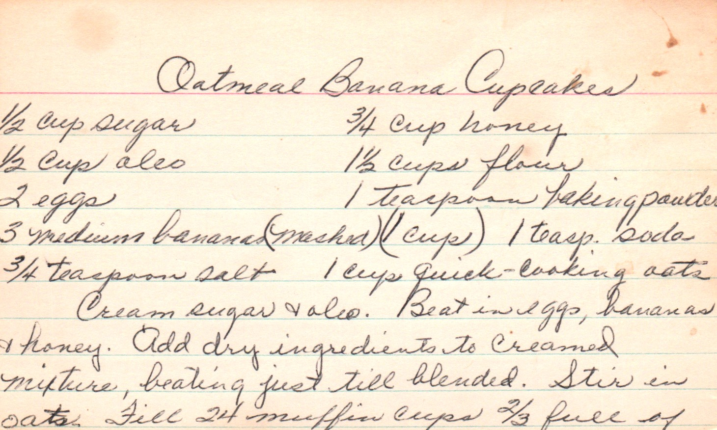 oatmeal banana cupcakes