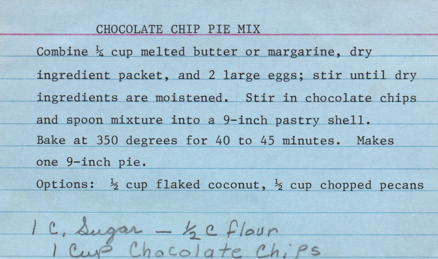 chocolate chip pie mix