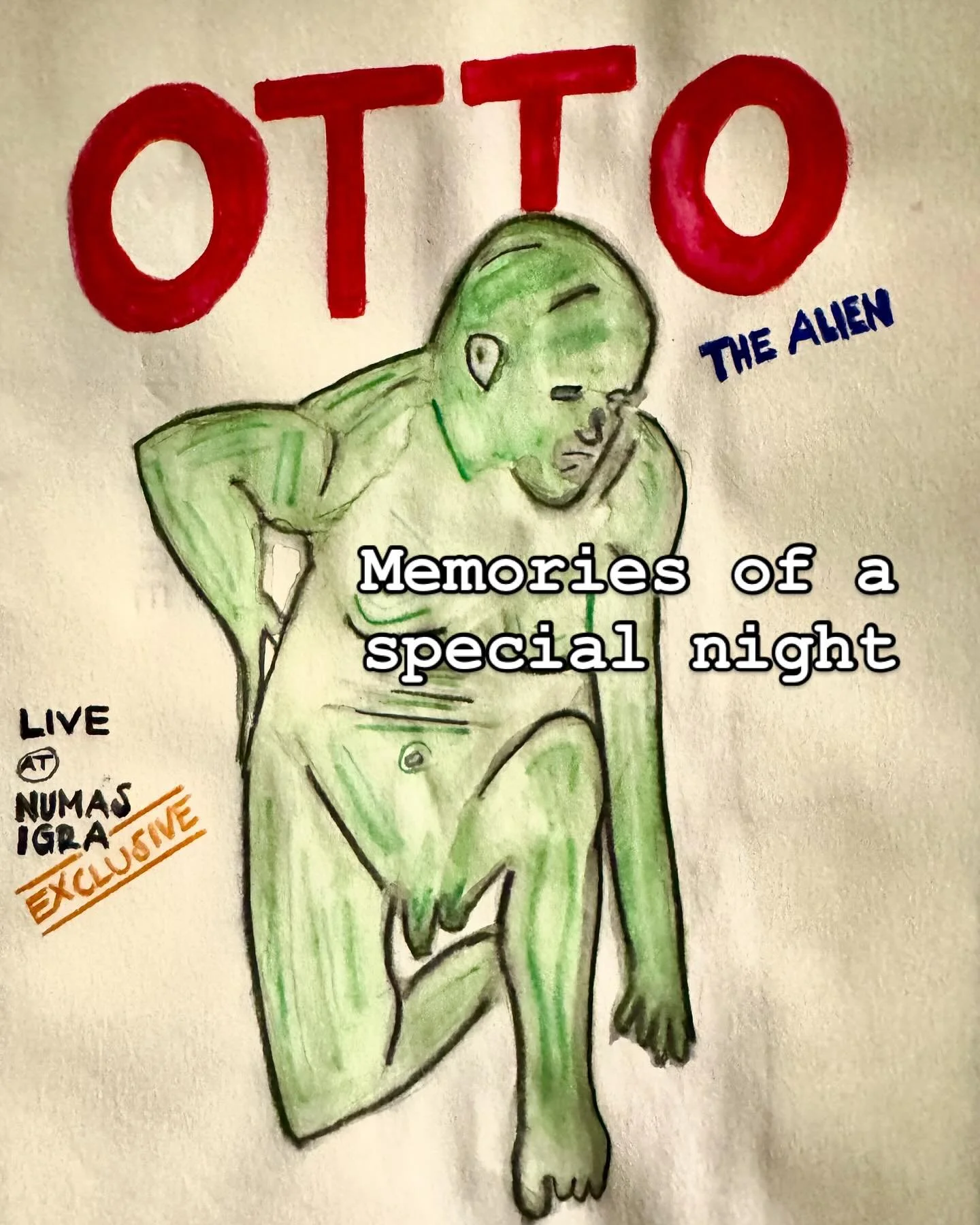 Memories of a special night back home in #basel. @aktzeichnen.basel @numasigra. My #alien remix of Otto the model. First time for me, this was so much fun. Amazing moderation by @partisan_kunstmobil #art #carandachegen&egrave;ve #aktzeichnen #alienar