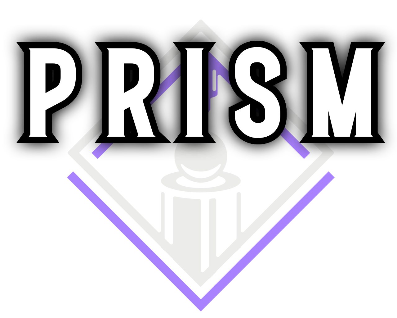 The logo features the word 'PRISM' with a stylized diamond shape around a cup and coffee steam in the center, with purple, white, and black colors.