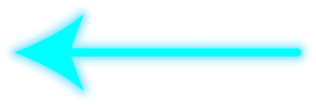 Bright blue neon arrow pointing to the left.