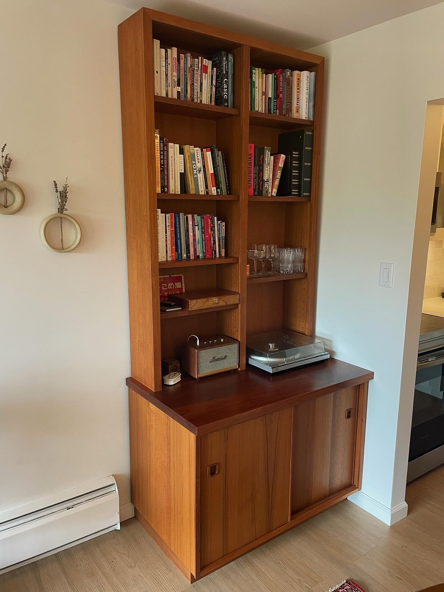 Reclaimed teak and mahogany record cabinet &amp; book shelf. One of our favourite pieces 🤌