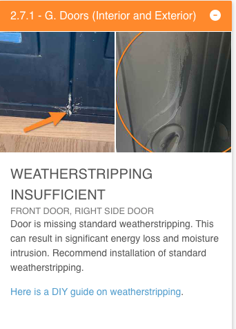 Weatherstripping in need of repair