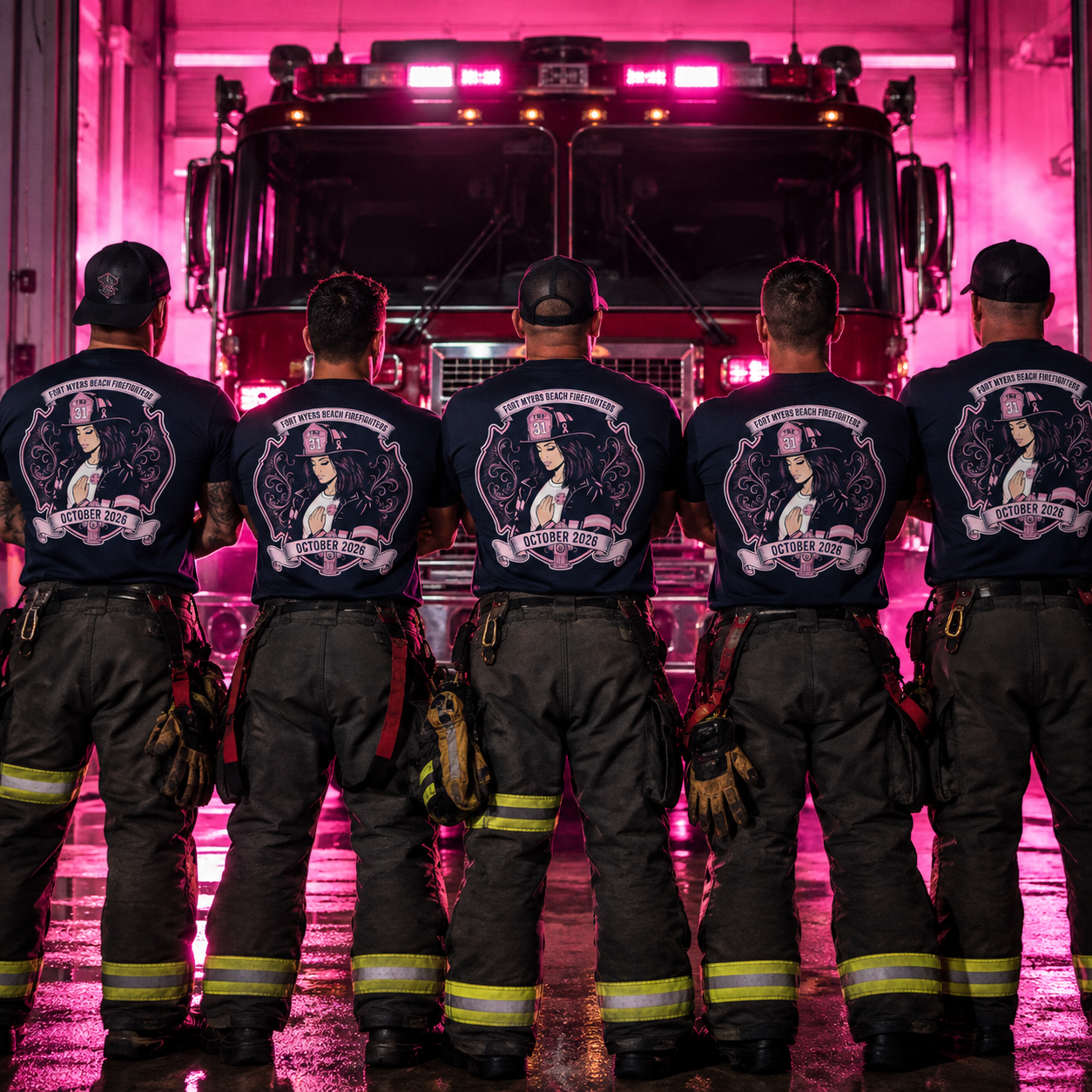 Firefighters Facing the Pink-lit Engine.png