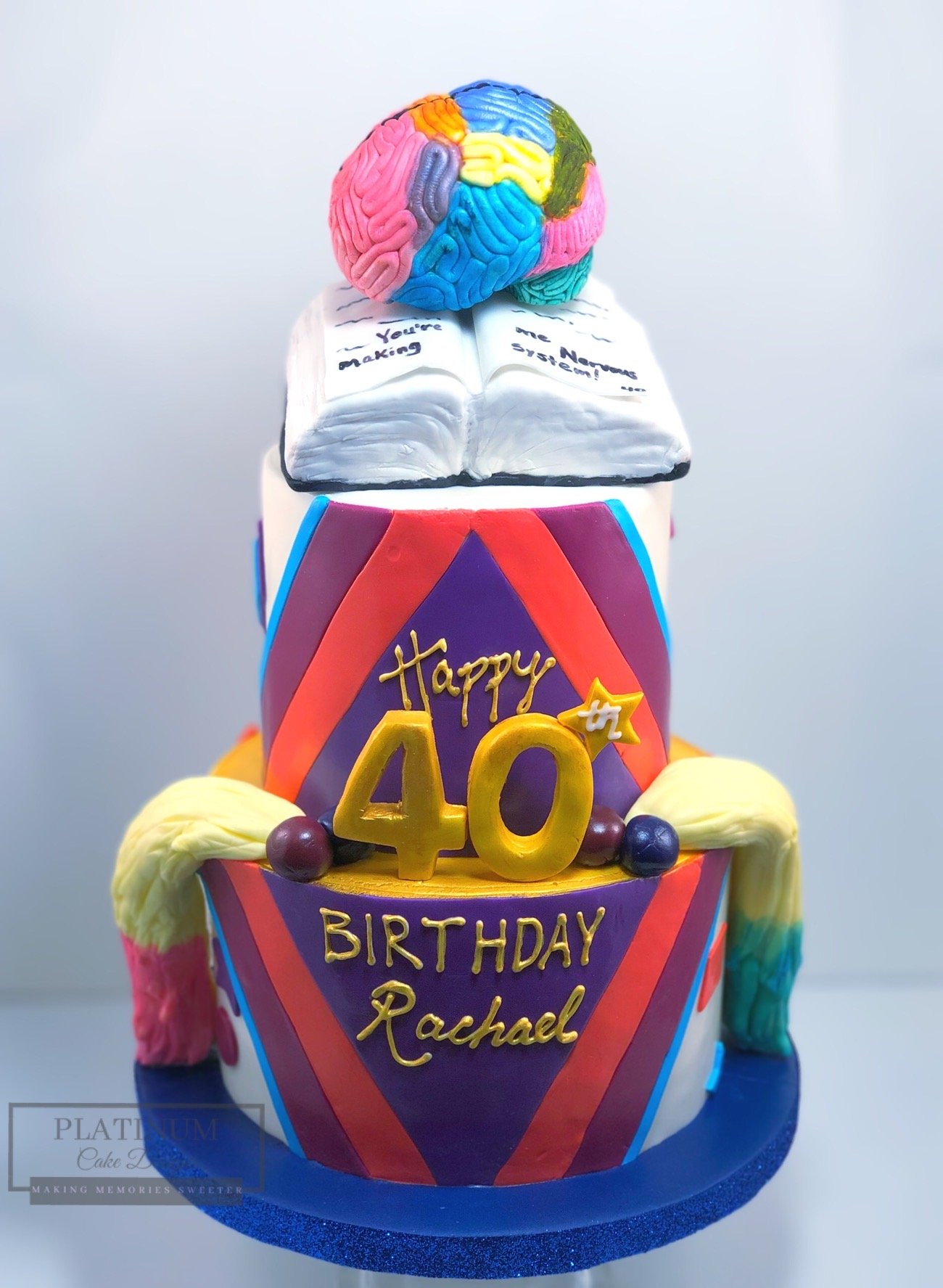 Neuroscientist YA 40th Birthday cake front.JPG