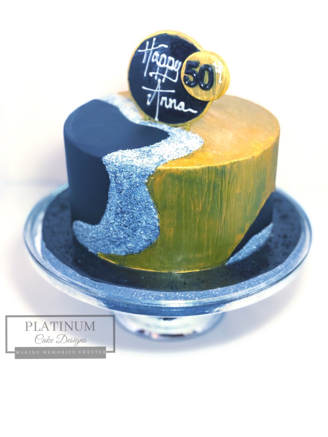 50th Birthday Nordic Sparkly Cake Side.JPG