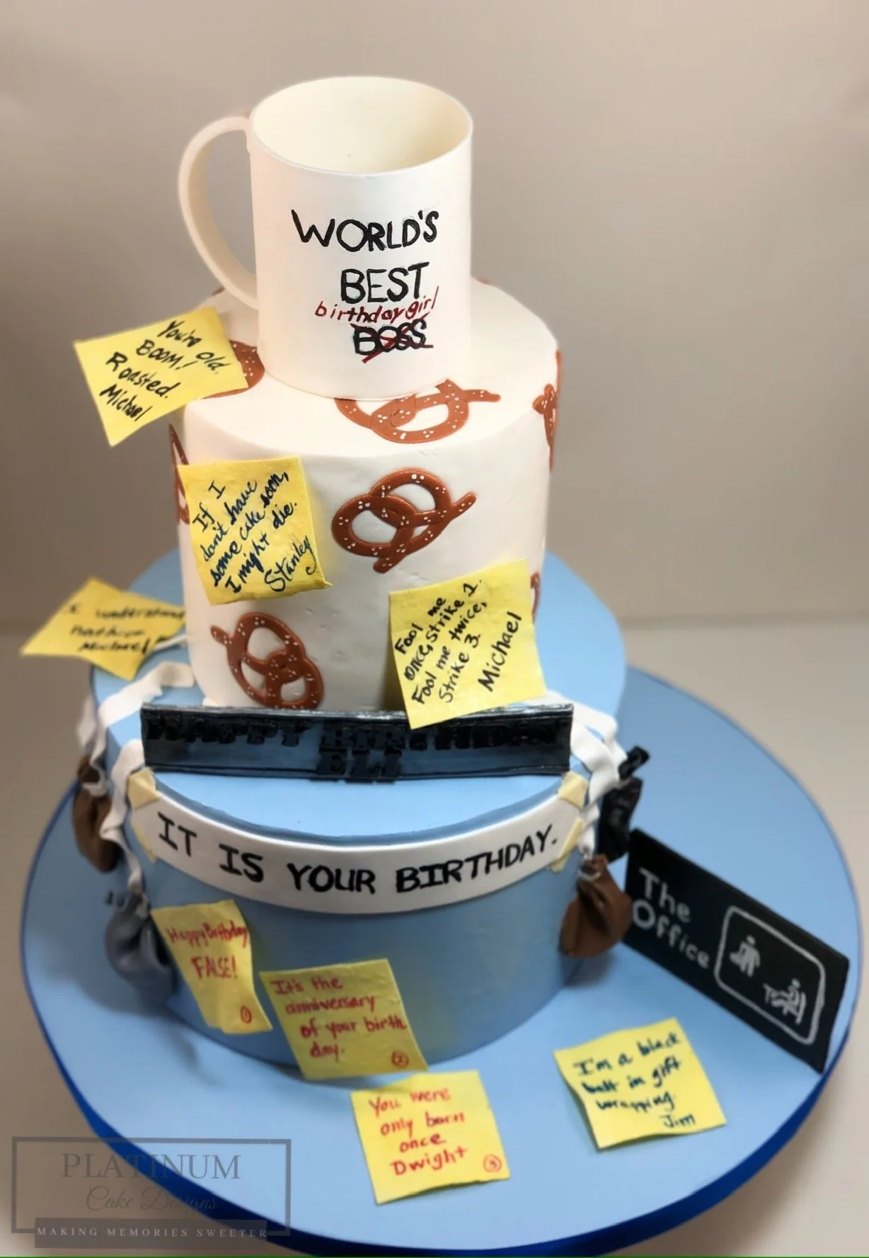 The Office Birthday 2-tiered Cake 4.JPG