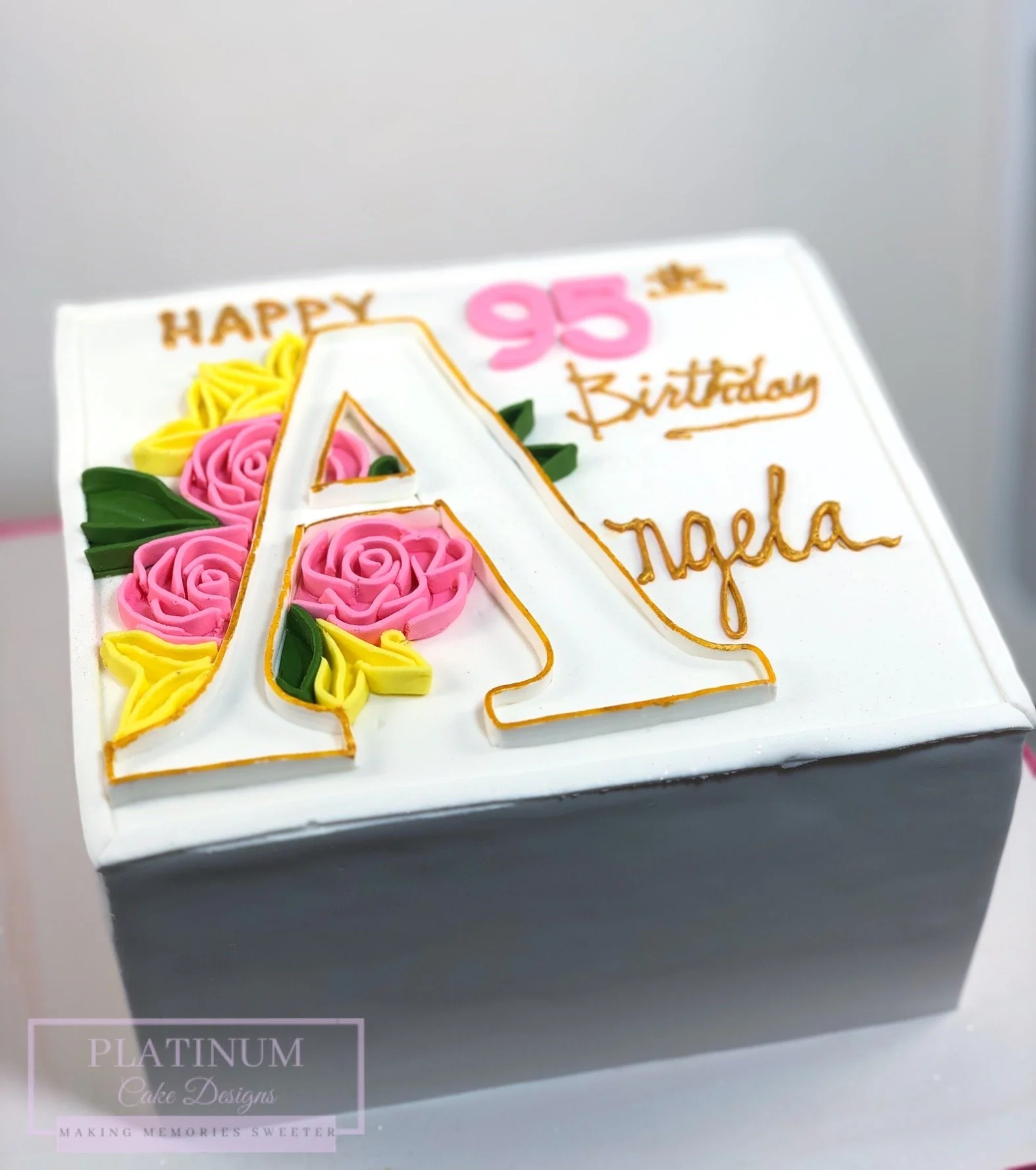 95th birthday cake with quilling side.JPG