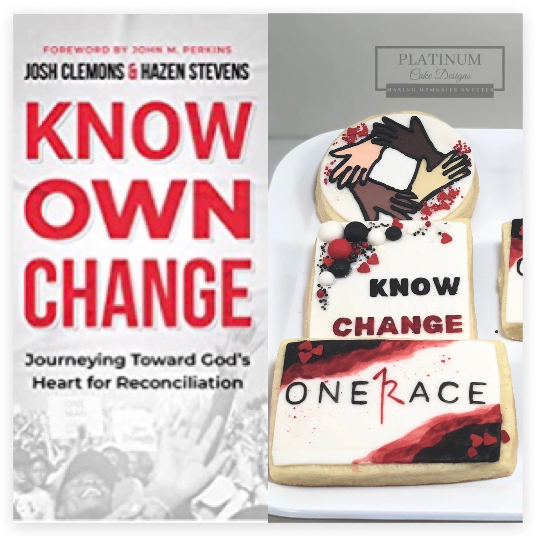 We created these corporate sugar cookies for an author launching their book.  We customized the cookies by using their signature red, white, and black colors, adding their tag like, logo, and the book title.