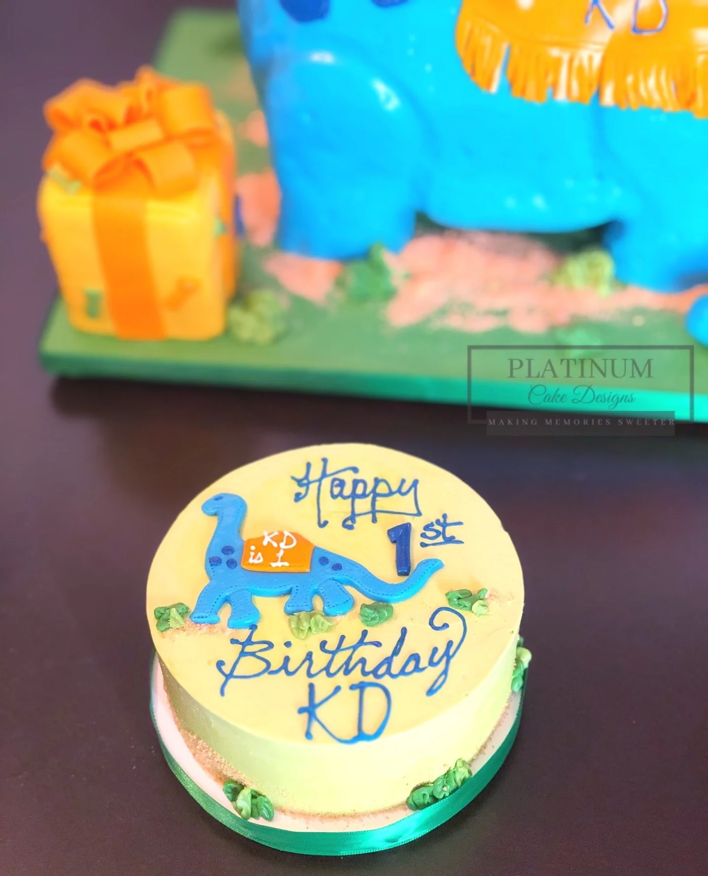 Toy Sculpted Dinosaur 1st Birthday Smash Cake1.JPG