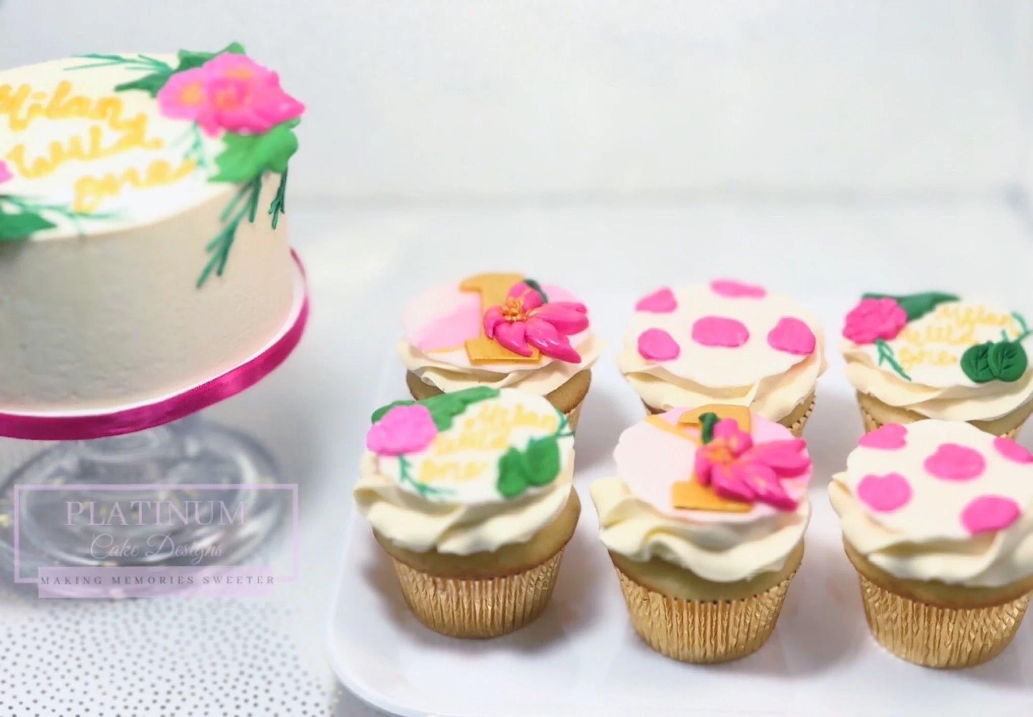 1st birthday wild one smash cake and cupcakes.JPG