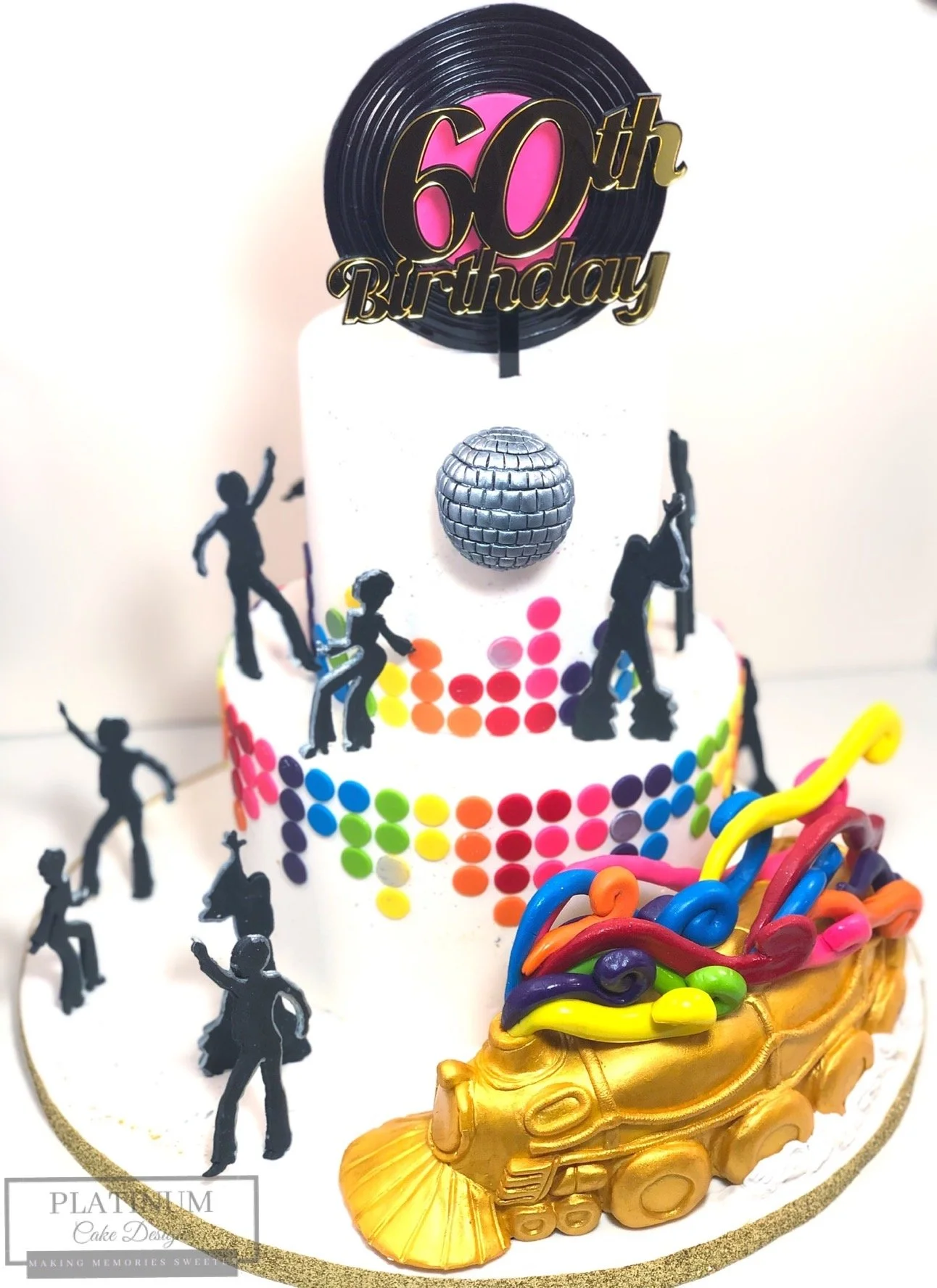 60th 2-tiered Soul Train Birthday Cake front.JPG