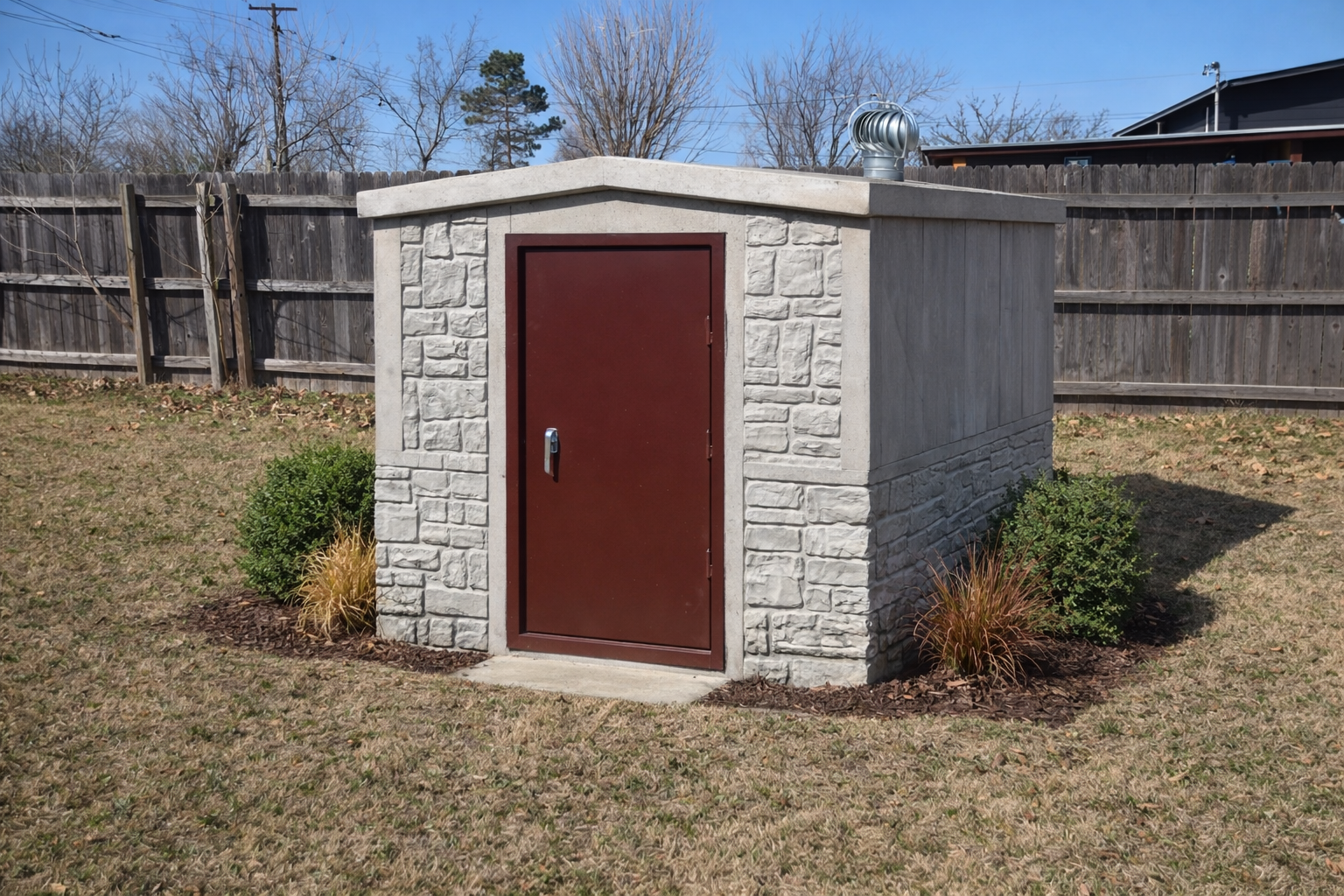 veneer stone safe room FEMA rated in Moore Oklahoma