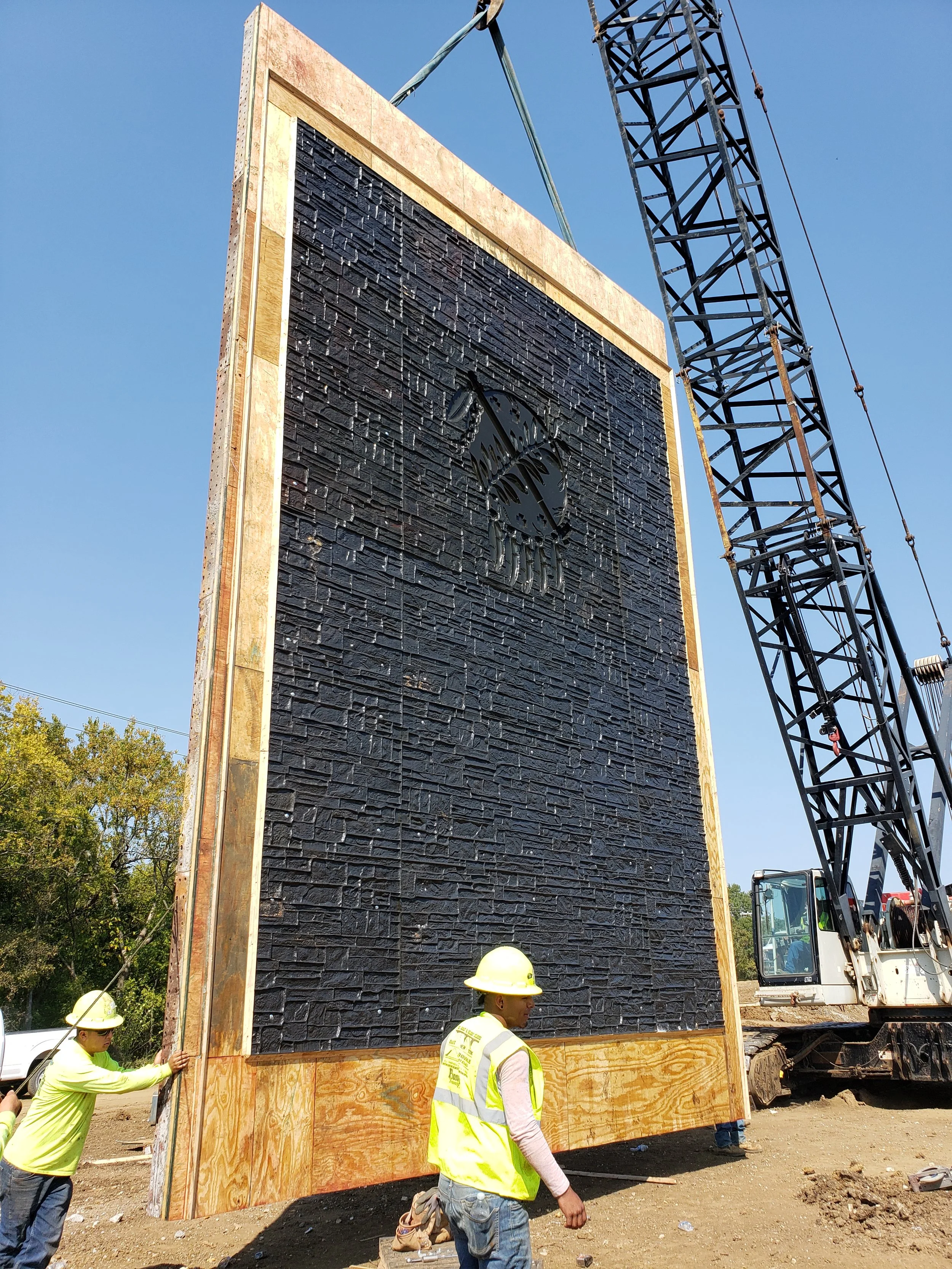 Oklahoma flag decoration for wing wall on bridge in Calera Oklahoma