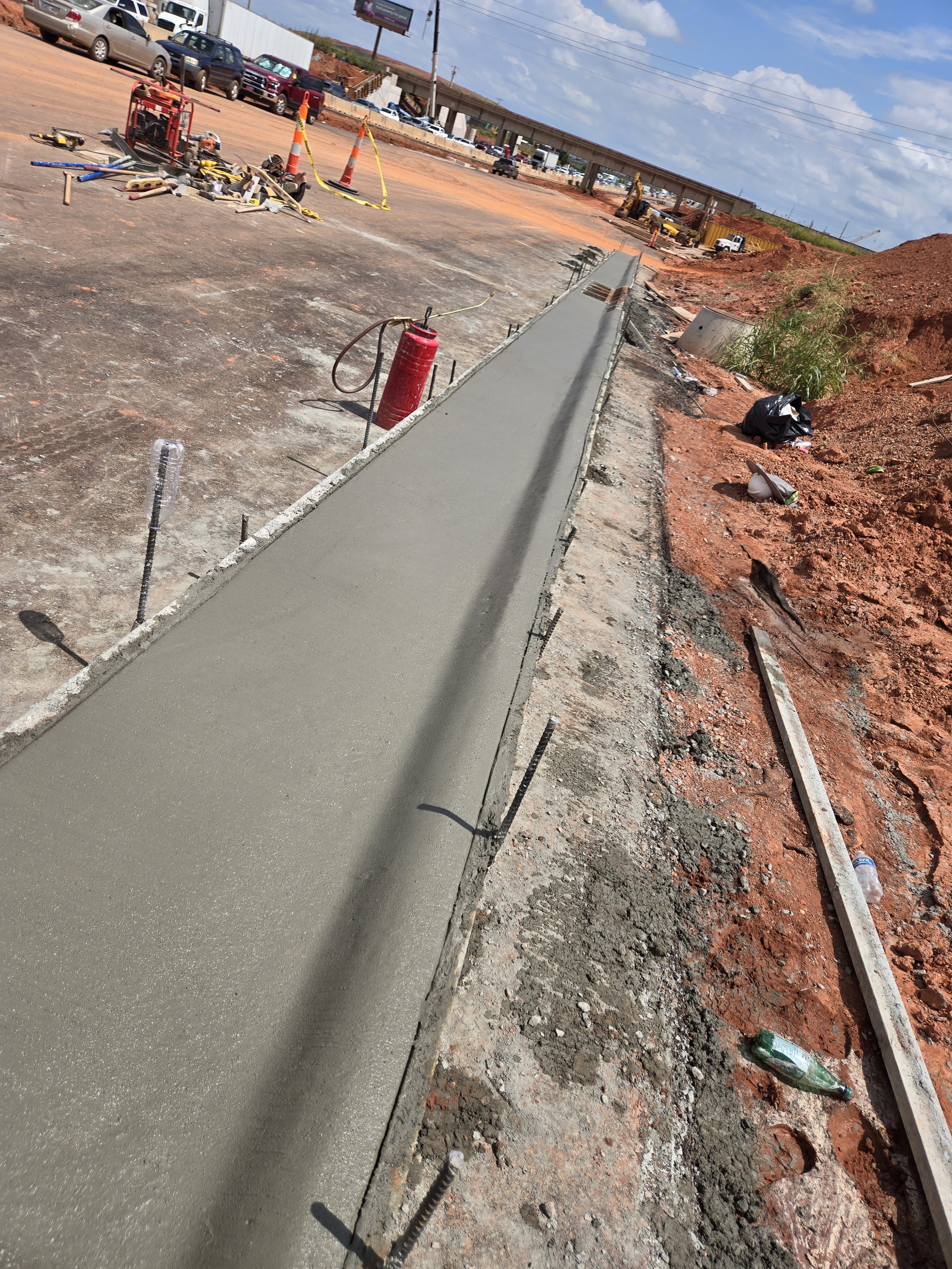curb and gutter poured on i240 in front of Texas Roadhouse in Oklahoma City